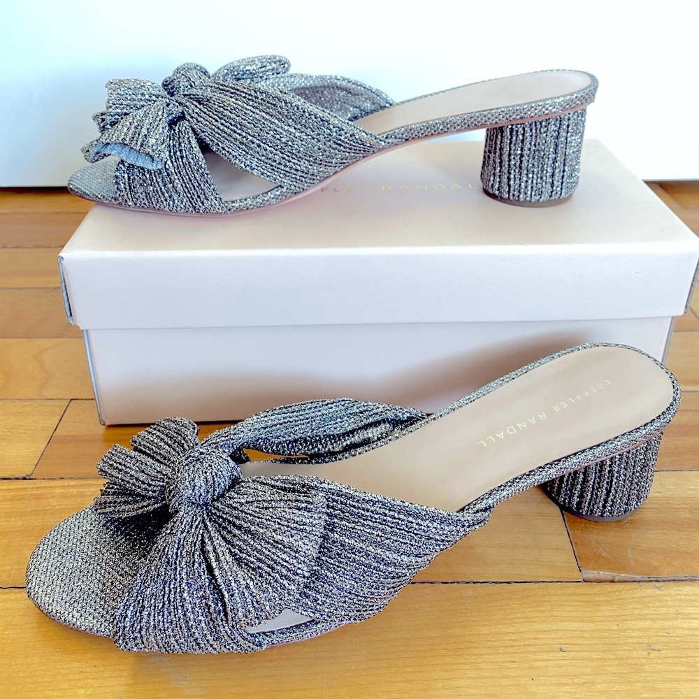 Loeffler Randall Emilia Champagne Pleated Bow Heel
